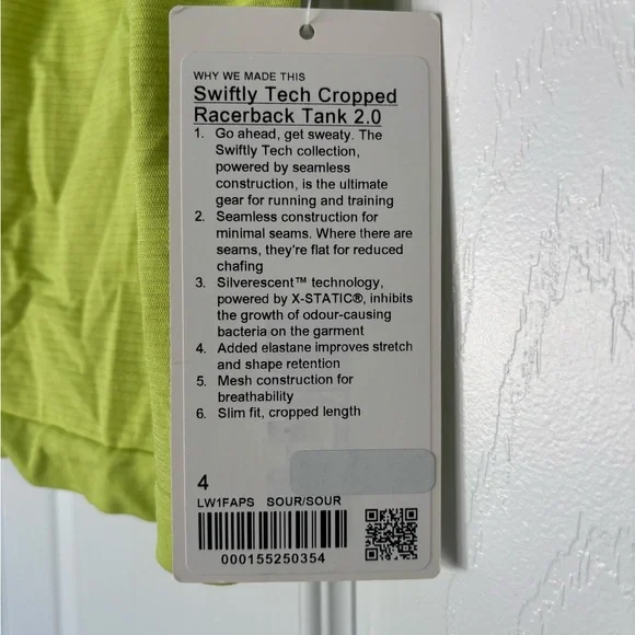 Lululemon Swiftly Racerback Cropped Tank - Picture 3 of 4